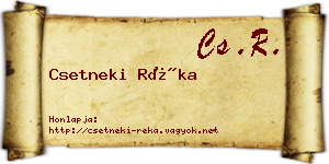Csetneki Réka névjegykártya